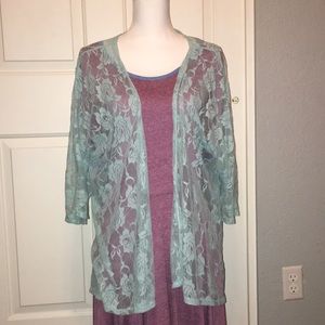 Turquoise lace cardigan